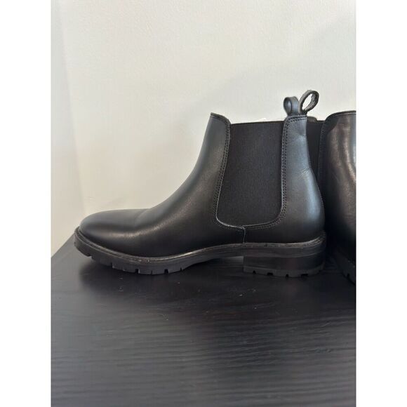 New Steve Madden Leopold Black Leather Boots Size 9.5 Womens Shoes - Picture 2 of 4